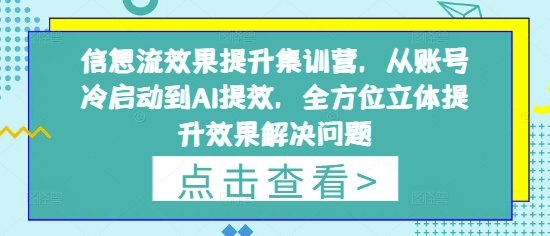 信息流效果提升集训营，从账号冷启动到AI提效，全方位立体提升效果解决问题-站源网