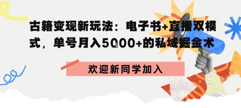 冷门暴利，超低成本复制古籍电子书，精准引流私域月销200+单-站源网