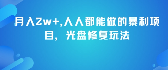 月入2w+，人人都能做的暴利项目，光盘修复玩法-站源网