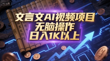 文言文AI视频项目，无脑操作，日入1K以上-站源网