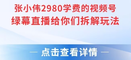 张小伟2980付费额视频号绿幕直播给你们拆解玩法-站源网