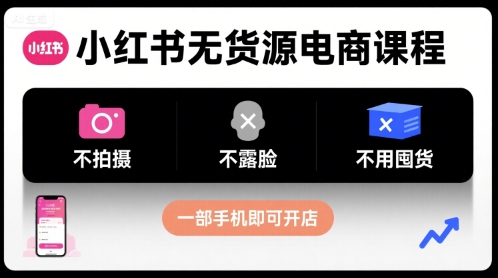 小红书无货源电商课程，不拍摄不露脸不用囤货，一部手机即可开店-站源网