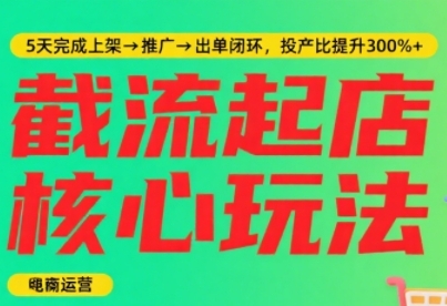 淘宝截流快速起店玩法，掌握暴力快速起店的流程，5天完成上架-推广-出单闭环-站源网