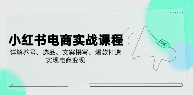 小红书电商实战课程，详解养号、选品、文案撰写、爆款打造，实现电商变现-站源网