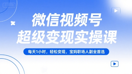微信视频号超级变现实操课，每天1小时，轻松变现，宝妈职场人副业首选-站源网