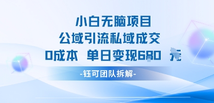小白无脑项目公域引流私域成交0成本单日变现680米-站源网
