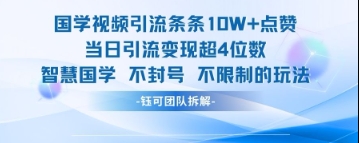 国学视频引流条条10W+点赞当日引流变现超4位数-站源网