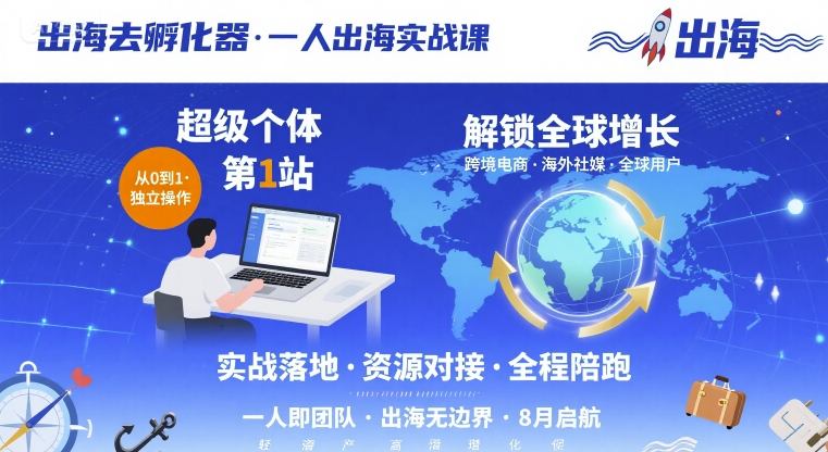 出海去孵化器，一人出海实战课，超级个体第1站，解锁全球增长-站源网