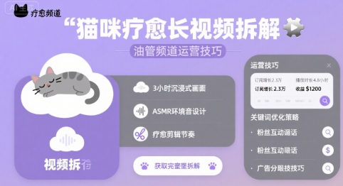 猫咪疗愈长视频拆解 &油管频道运营技巧-站源网