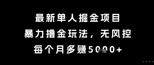 最新单人掘金项目，暴力撸金玩法，无风控，每个月多挣5k+【揭秘】-站源网
