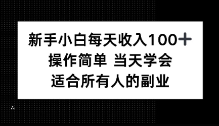 新手小白每天收入100+，操作简单 当天学会 ，适合所有人的副业-站源网