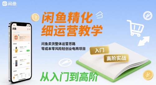 闲鱼精细化运营入门+高阶实战教学，闲鱼卖货整体运营思路，零成本零风险轻创业电商项目-站源网