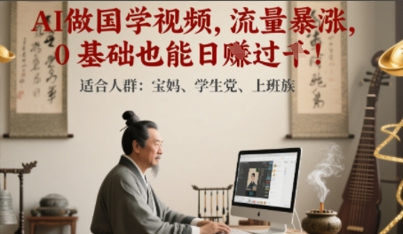 AI做国学视频，流量暴涨 ，0 基础也能日入多张-站源网