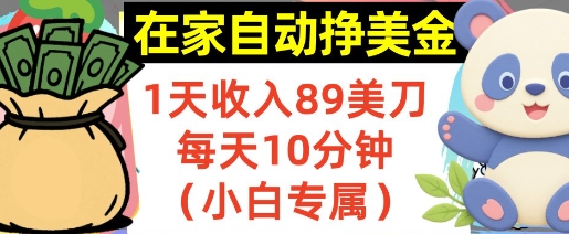 在家自动挣美金，1天收入89刀，每天10分钟，小白专属，长期的被动收入-站源网