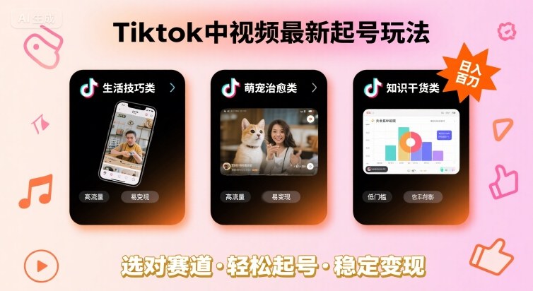 Tiktok中视频最新起号玩法，想要日入百刀，做好这几个赛道就可以了-站源网