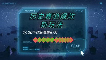 20个作品涨粉67W，一条视频收益1k+，历史赛道爆款新玩法-站源网