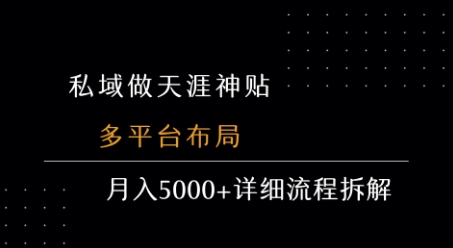 私域做天涯神贴 多平台布局 月入5k+详细流程拆解-站源网