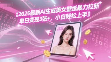 2025最新AI生成美女壁纸暴力拉新, 单日变现3张+，小白轻松上手-站源网