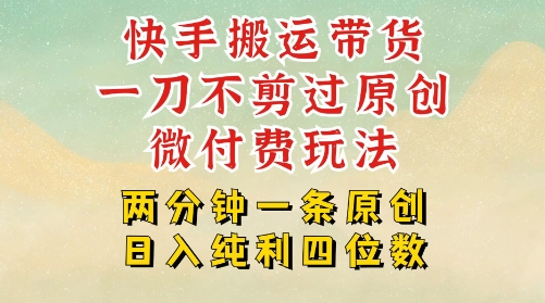 快手黑科技搬运带货，一刀不剪过原创，微付费投流玩法，轻松日入四位数，深层揭秘玩法-站源网