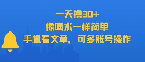 一天撸30+，像喝水一样简单，手机看文章，可多账号操作-站源网
