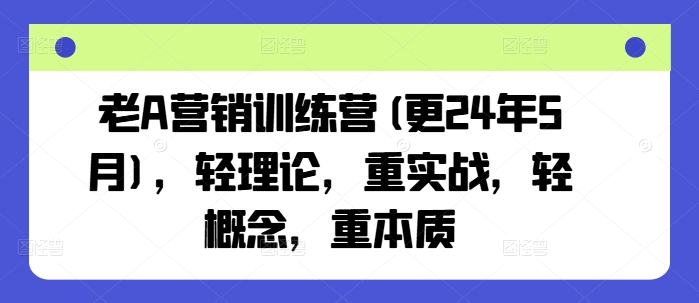 老A营销训练营(更25年3月)，轻理论，重实战，轻概念，重本质-站源网