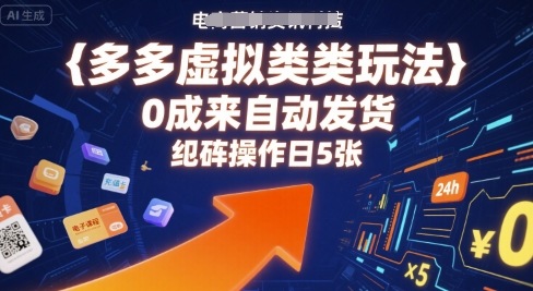 多多虚拟类目玩法，0成本全自动发货，矩阵操作日5张-站源网