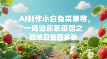 AI制作小白兔采草莓，一场治愈系田园之旅单日变现多张-站源网