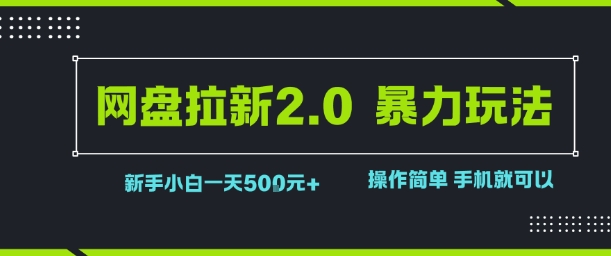 网盘拉新2.0暴力玩法，新手小白一天轻松5张，操作简单-站源网