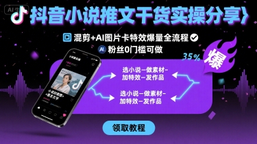 抖音小说推文干货实操分享，混剪+AI图片卡特效爆量全流程，0粉丝0门槛可做-站源网