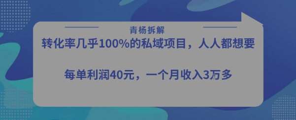 转化率最高的私域项目，每单利润40-50米，月入过1w-站源网