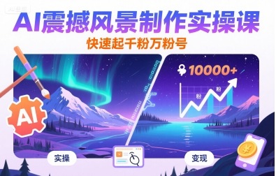 AI震撼风景制作实操课，快速起千粉万粉号-站源网