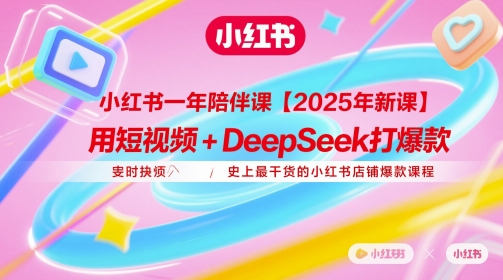 小红书一年陪伴课【2025年新课】，用短视频+deepSeek打爆款，史上最干货的小红书店铺爆款课程-站源网