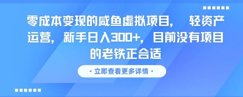 零成本变现的咸鱼虚拟项目， 轻资产运营，新手日入3张+，目前没有项目的老铁正合适-站源网